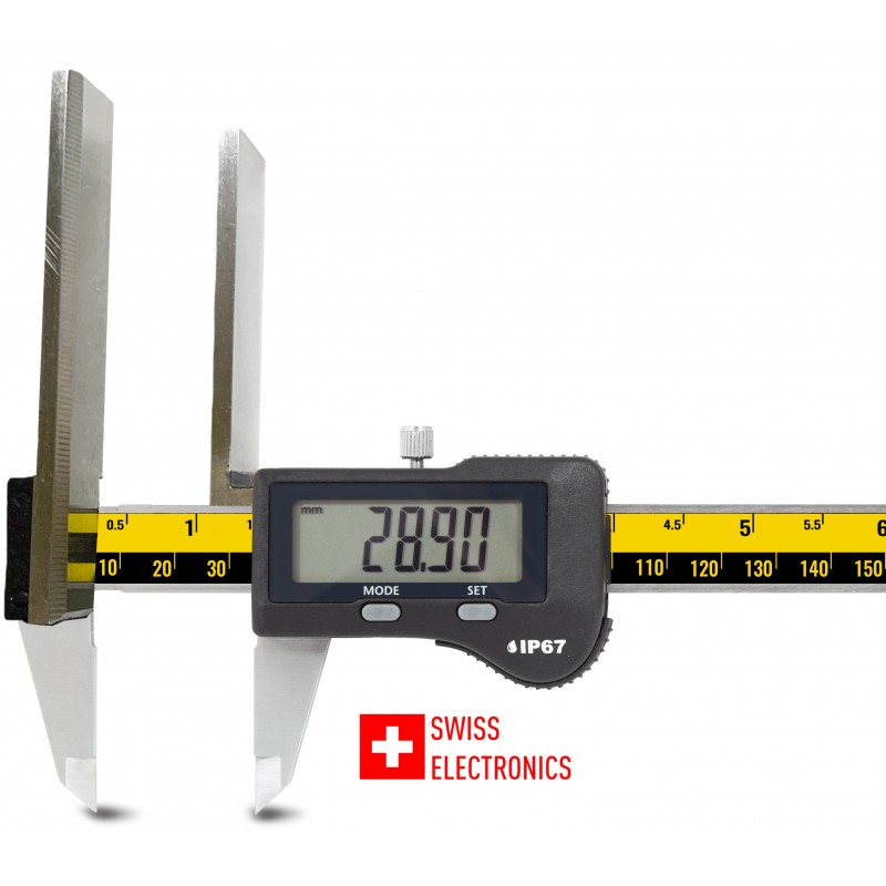 Flat internal jaws digital caliper ip67